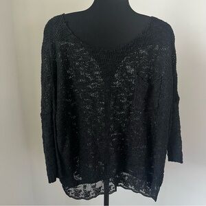 Abercrombie & Fitch  size Medium / Large Black Sheer Knit Sweater